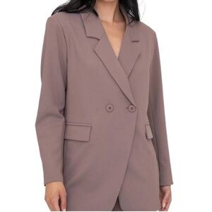 MONO B in a pinch jacquard stripe blazer in taupe size medium Athleisure work